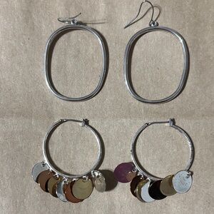 Silver and Gold Hoop Earrings Set